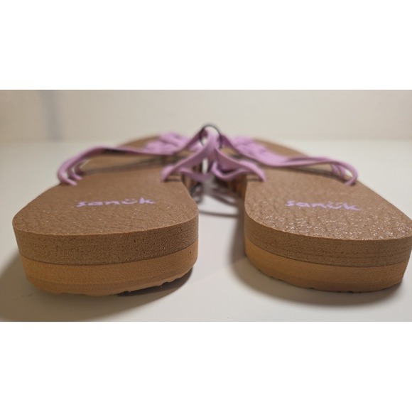 Sanuk Women's Yoga Sandy Flip Flop Pink & Brown Yoga Mat Sole Side Size 7 - Picture 2 of 8